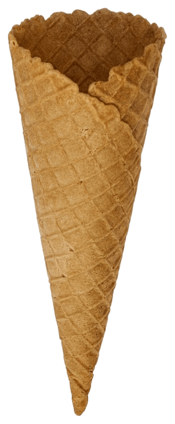 Cascão Tradicional Baunilha: casquinha waffle de 15 cm de altura e 5,5 cm de diâmetro