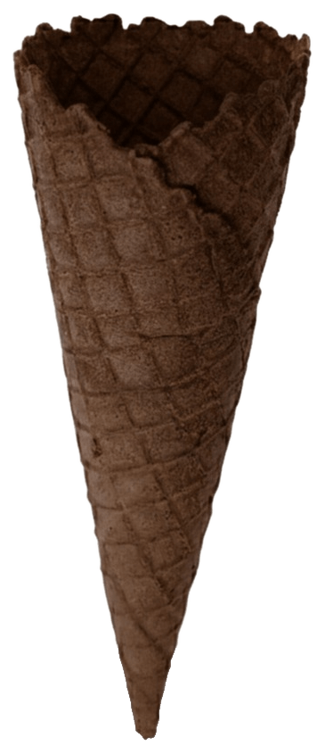 Cascão Tradicional Chocolate: casquinha waffle de 15 cm de altura e 5,5 cm de diâmetro