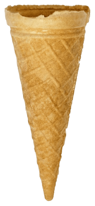 Casquilho Baunilha: casquinha waffle de 11,7 cm de altura e 4,8 cm de diâmetro