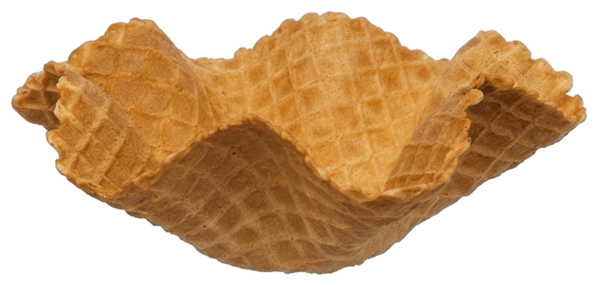 Cestinha Baunilha: cestinha waffle de 14 cm de diâmetro e 4,5 cm de altura